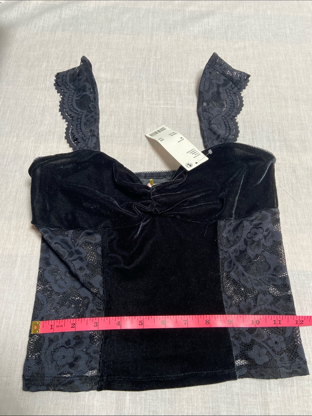 Kimchi Black Lana Velvet and Lace Tank Top New - Picture 7 of 10